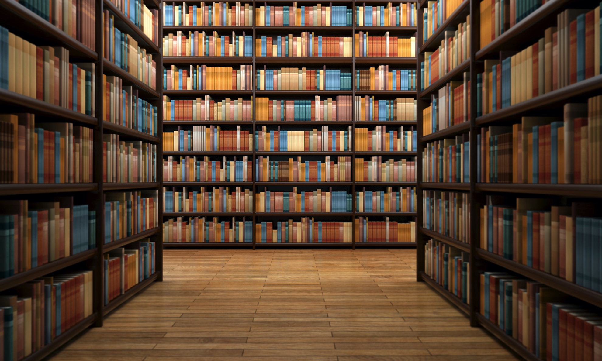 Library Aisle With Wooden Shelves And Hundreds Of Books 539673956 Hd 